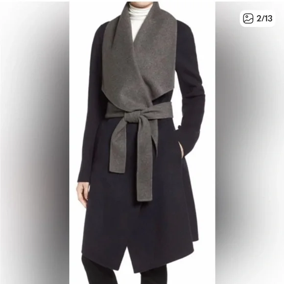 Diane Von Furstenberg Black and Gray Pea Coat - Picture 2 of 5